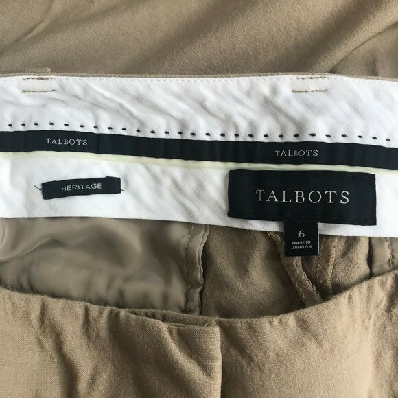 Talbots Heritage Pant Womens 6 Tan Mid Rise Wool Blend Flat Front Pockets AS IS - Picture 3 of 10